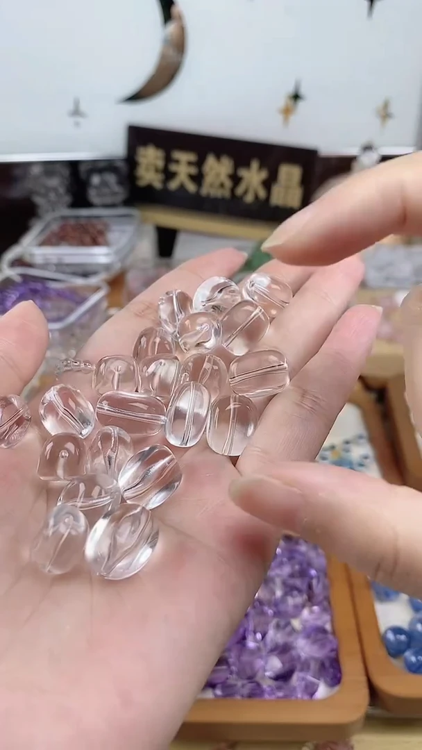 未镶嵌珠宝半成品水晶白水晶糖豆10mm一颗装