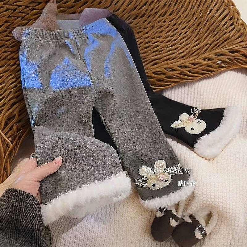 春秋打底裤新款加绒洋气女宝百搭外穿一体绒裤子女童时尚休闲