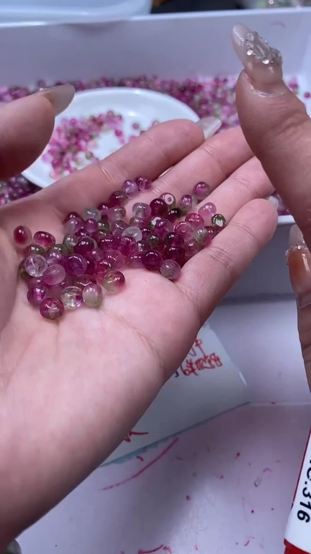 颈饰未镶嵌水晶W3232西瓜碧玺算盘6*3mm*12颗