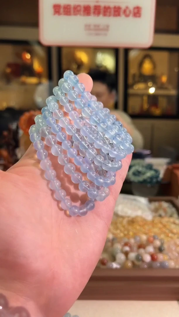 合成（培育）海蓝宝石未镶嵌7-8mm+圣光海蓝宝（多样性发一）