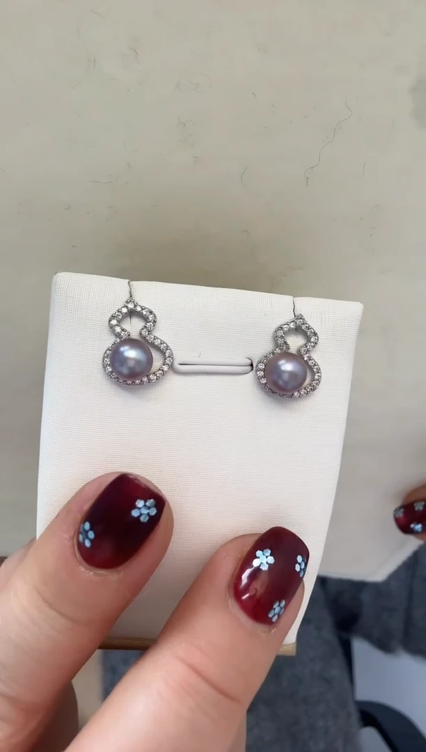 未镶嵌耳饰淡水珍珠正圆6.5mm+S925银耳钉