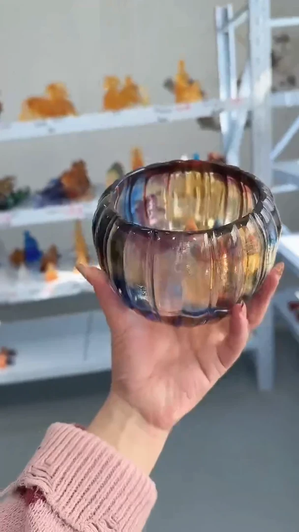 手工艺品琉璃彩色聚宝盆