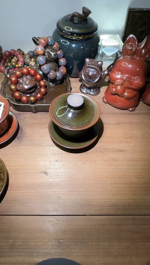 茶盏罡建阳建盏茶杯一只 盖碗一套