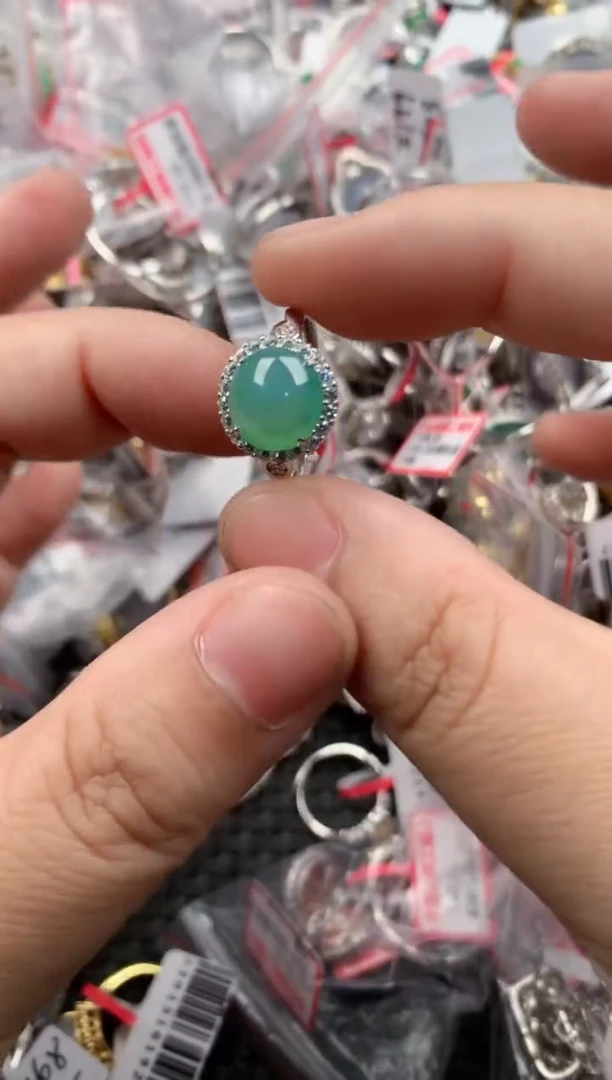 银S925镶嵌戒指翡翠555   1