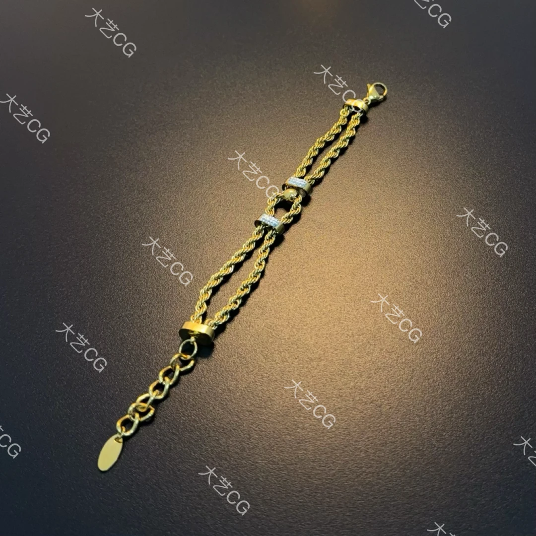 铜合金锆石手链 复古时尚手链麻花小众气质双层手环BRCug 0247