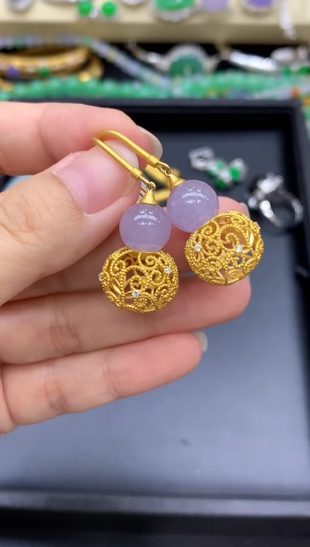 18K金镶嵌翡翠耳饰603-中国好珍宝