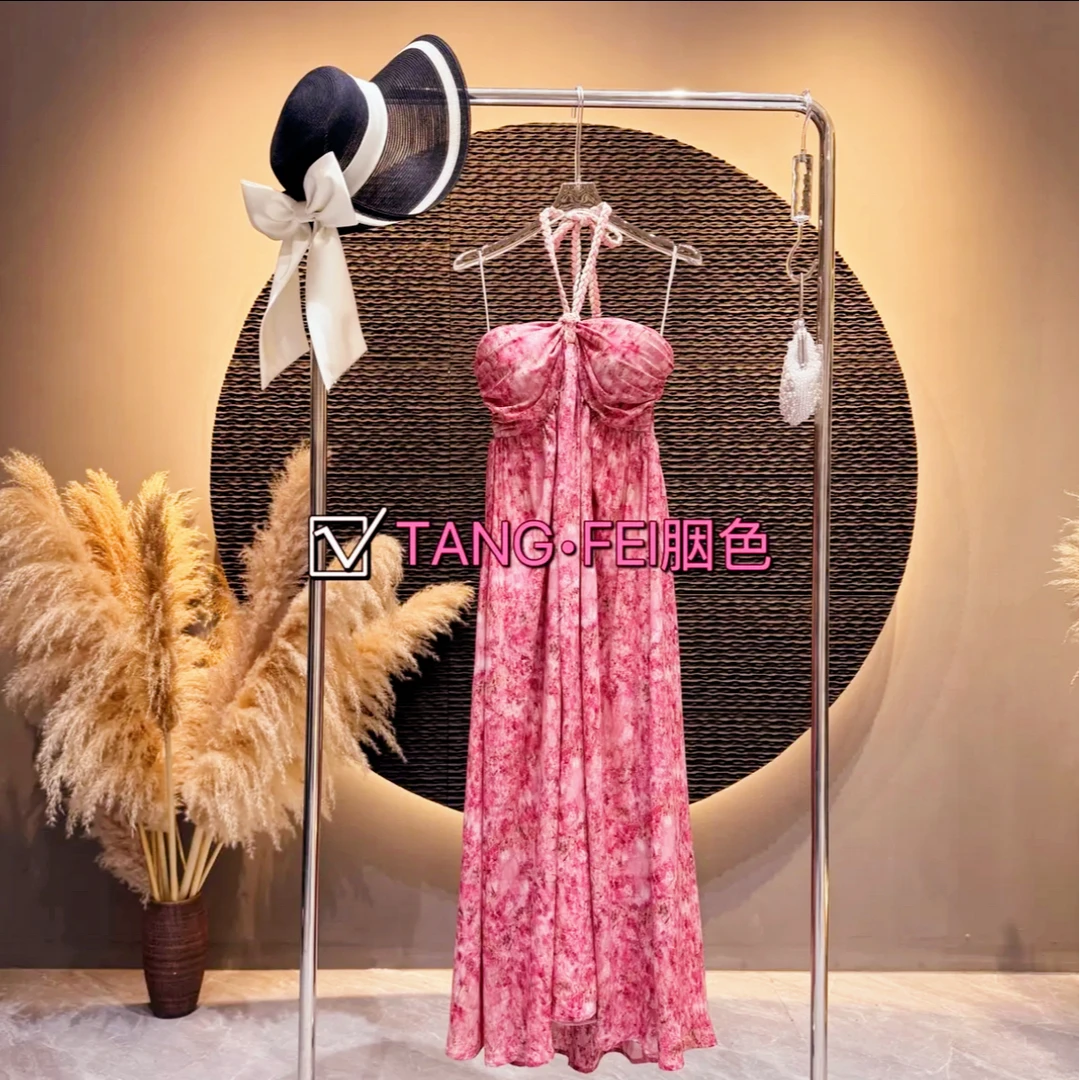 TANG-FEI胭色【洛神】TF0057温柔轻奢吊带露背连衣裙