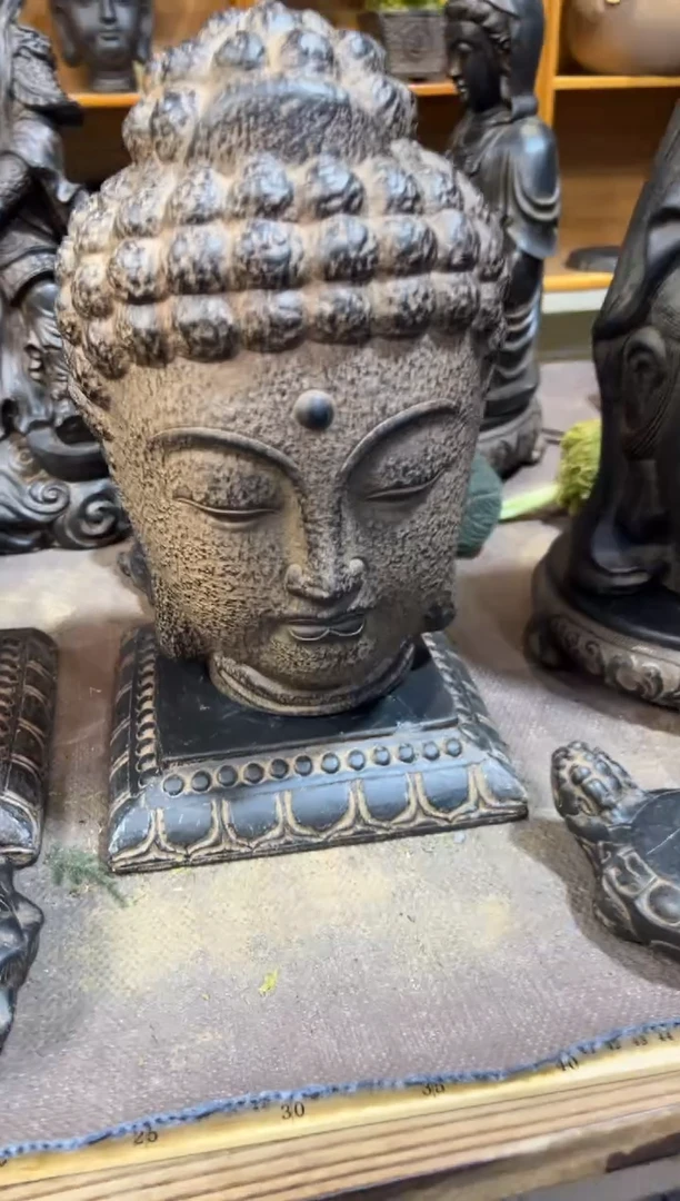 陶土大佛首+莲花底座