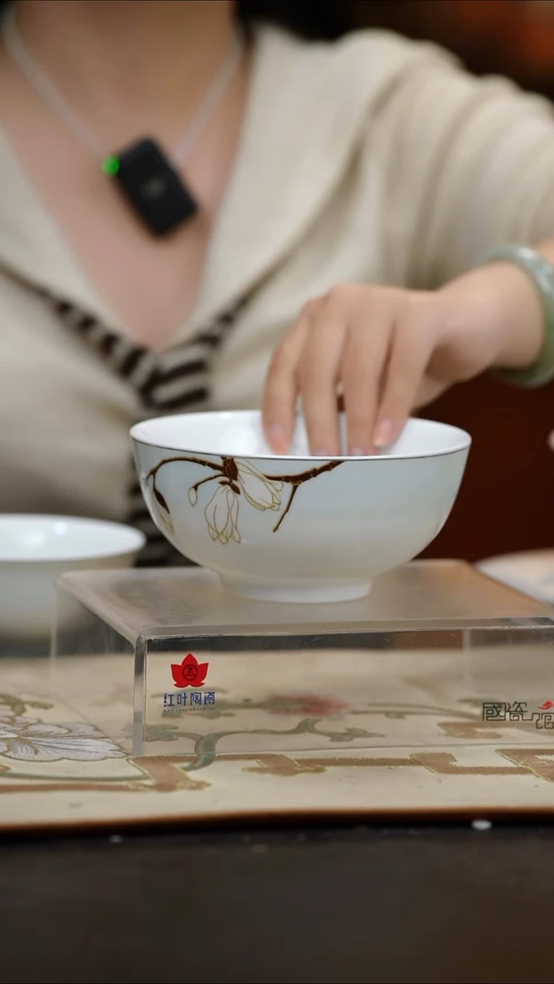 瓷4个微瑕君子之兰6英寸面碗