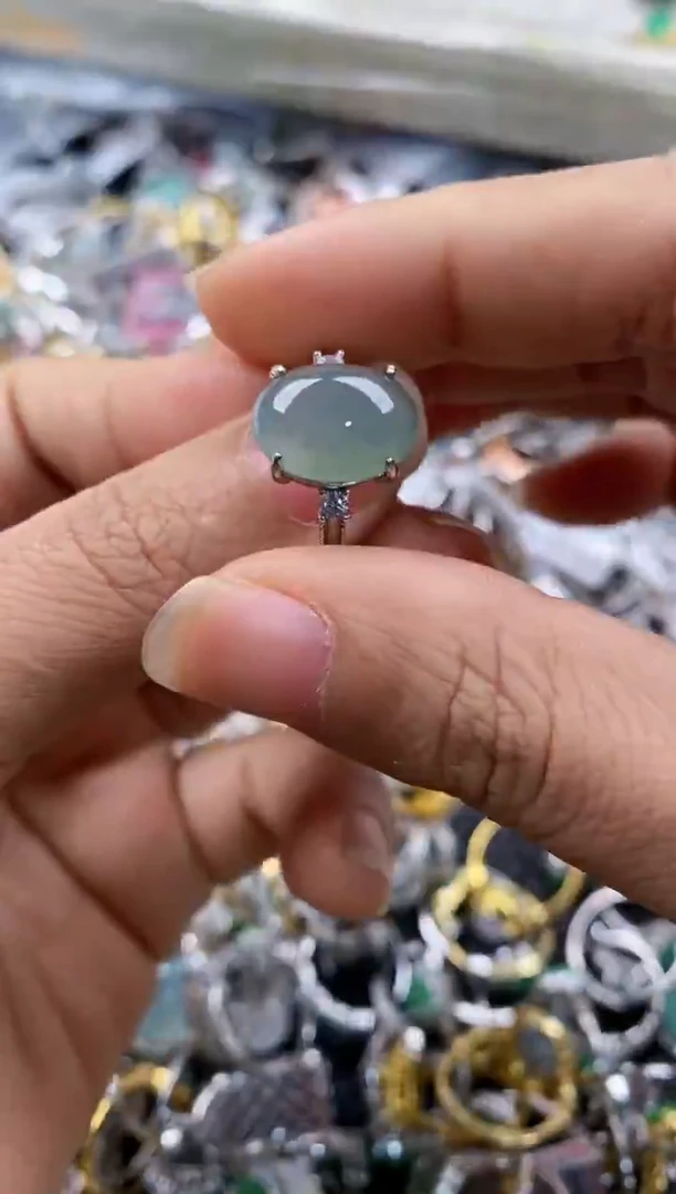 银S925镶嵌戒指翡翠3333---1