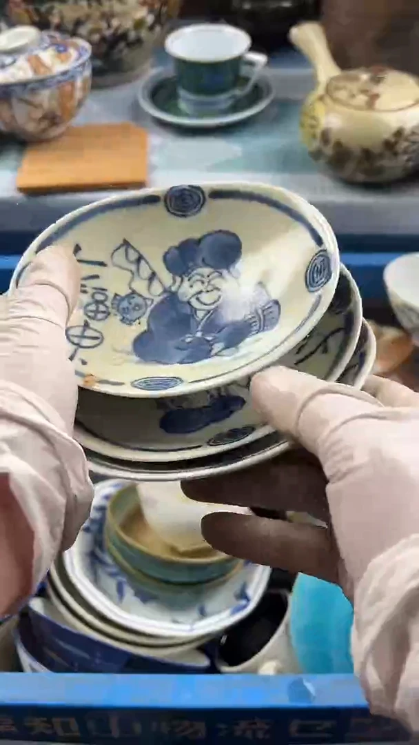 瓷片月***亮英歌瓷器满19.9包邮