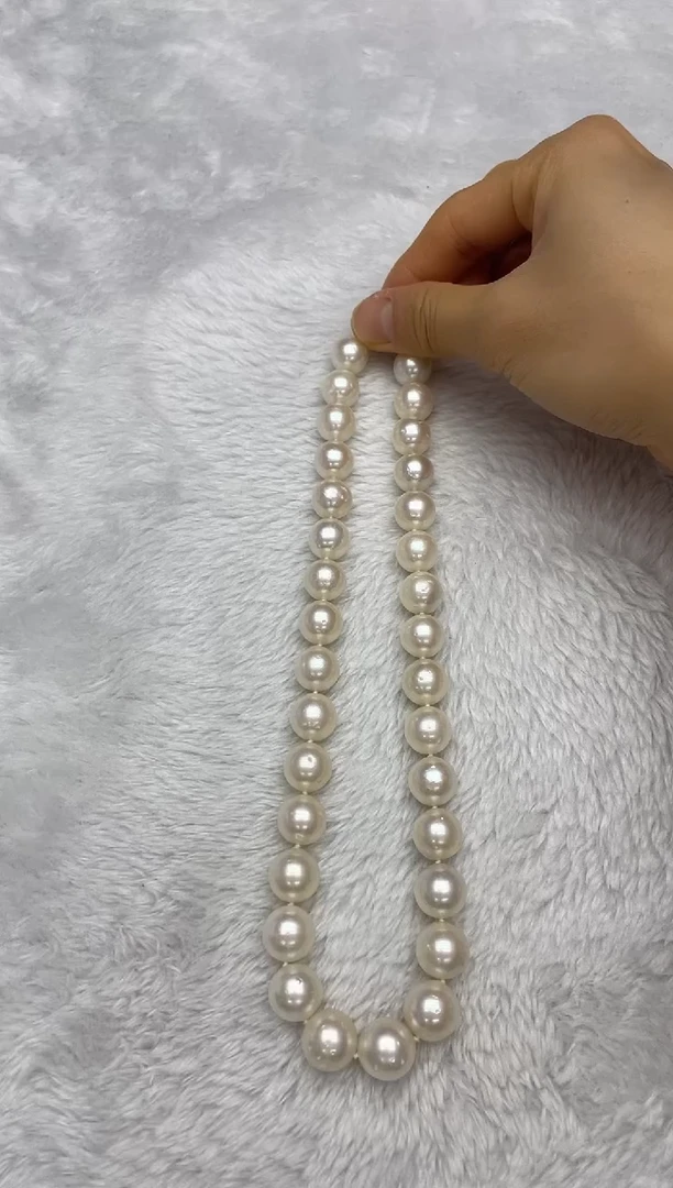项链银S925镶嵌海水珍珠澳白12-14mm