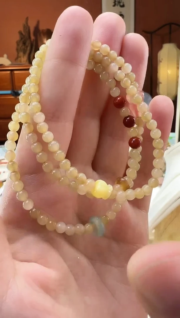 【闪购商品】和田玉（糖玉）手串未镶嵌三圈糖玉4mm