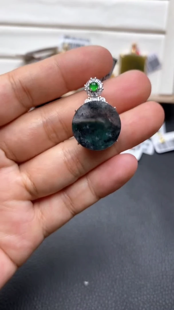 银S925镶嵌戒指翡翠1