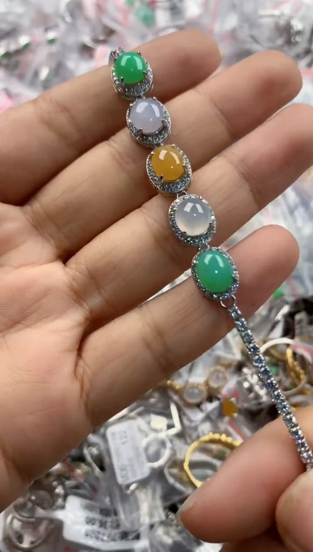 银S925镶嵌戒指翡翠555             8