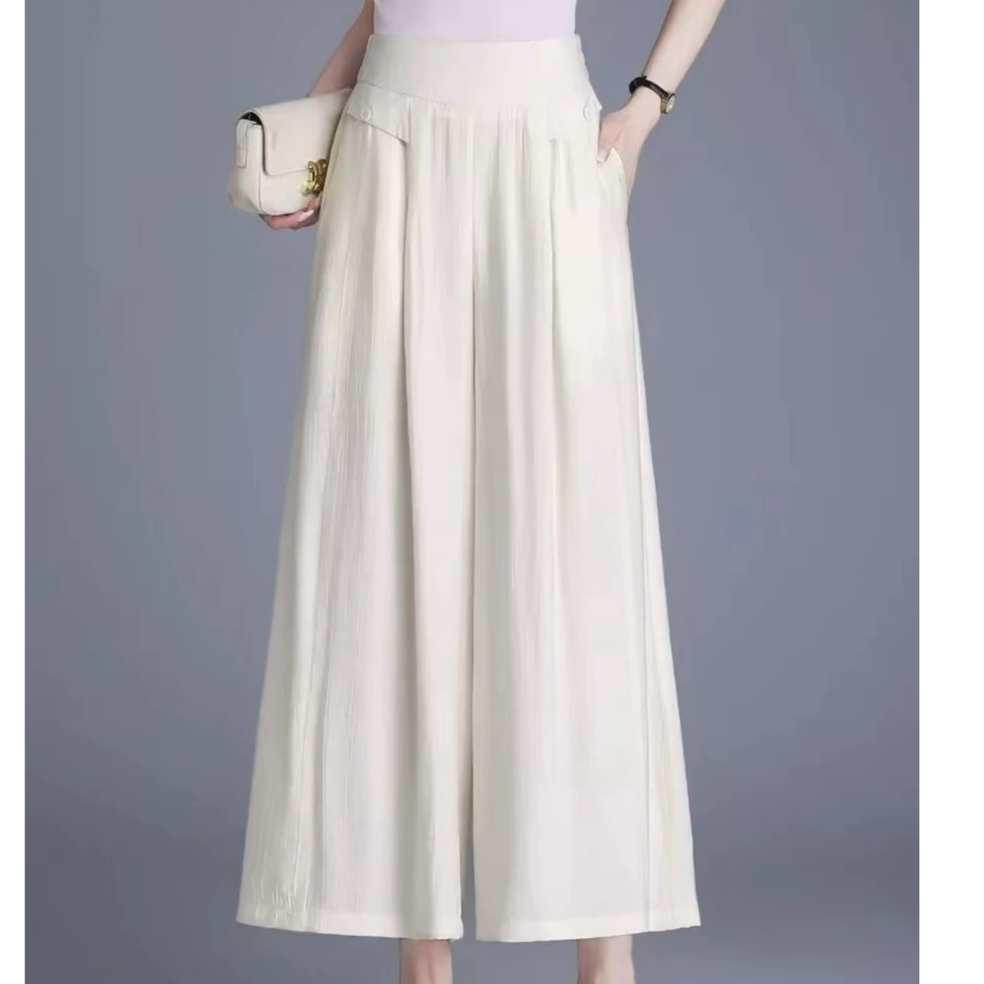 8508（裤长78）亚麻垂感八分阔腿裙裤