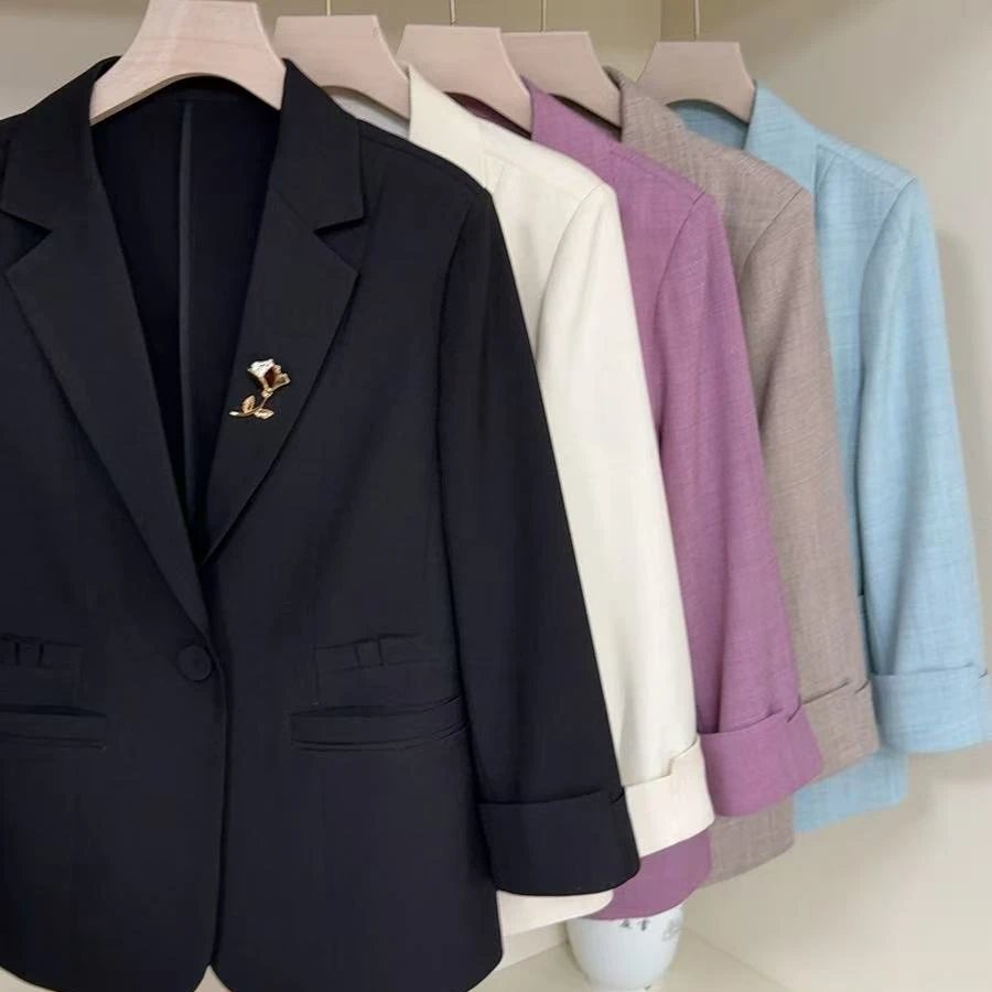 616#专柜2025春夏新款设计感时尚气质西装女时髦竖条小西服