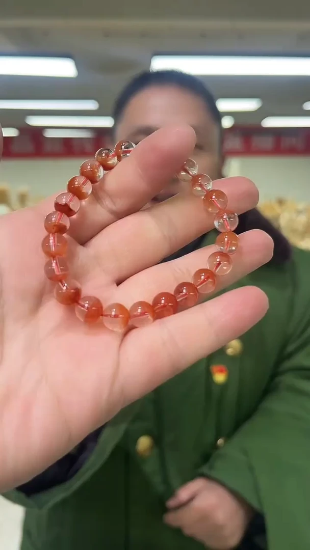 【闪购商品】水晶手链未镶嵌天然红兔毛手串多样性发一8mm