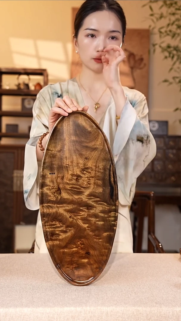 乌木类家具金丝楠阴沉木 云彩纹茶盘