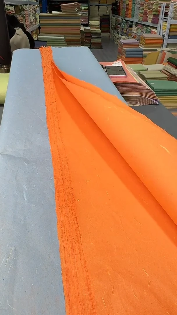 纯手工97*180cm25张橘色金粉楮皮笺