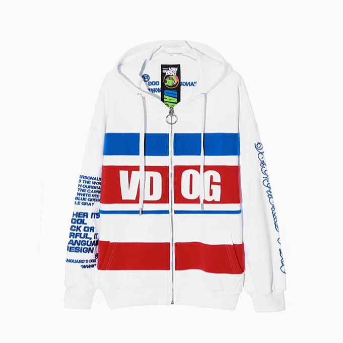 OOXOO-VD拼色拉链连帽卫衣潮流