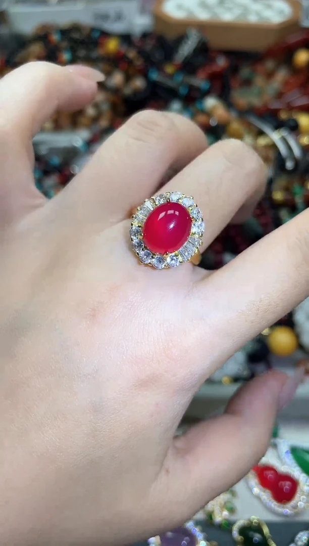 合金戒指玛瑙/玉髓多样性发货拍一发一