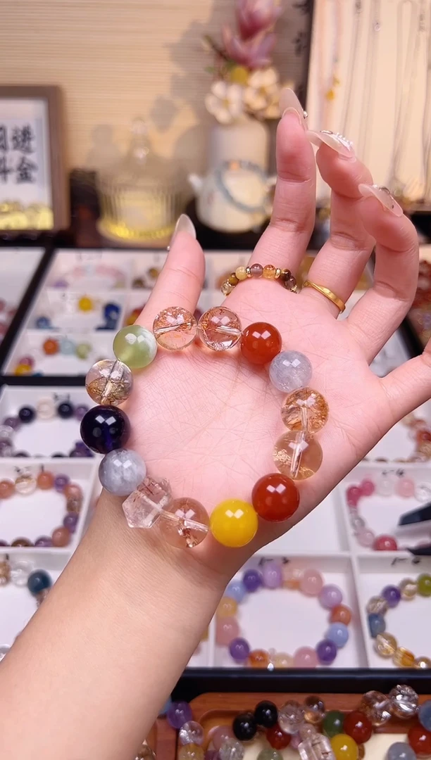 未镶嵌手串水晶浅色 青花瓷