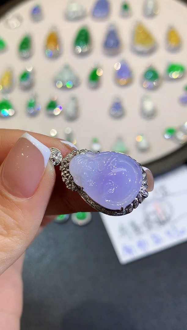 翡翠18K金镶嵌吊坠(不含链)XZJ多样性发其一