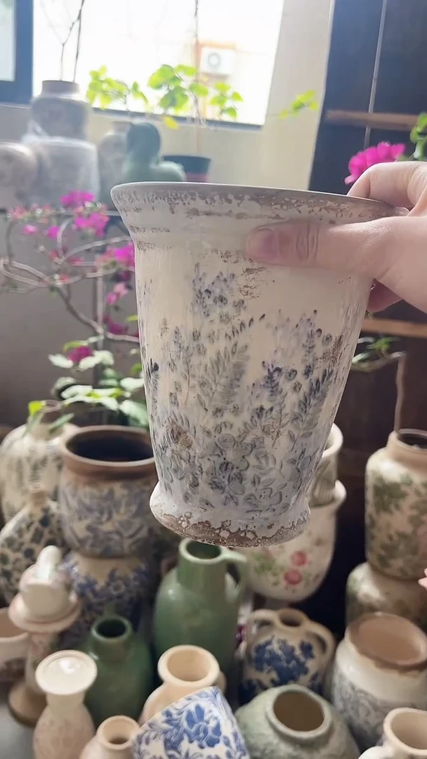 【闪购商品】陶瓷微瑕花盆高18.5cm内口14cm
