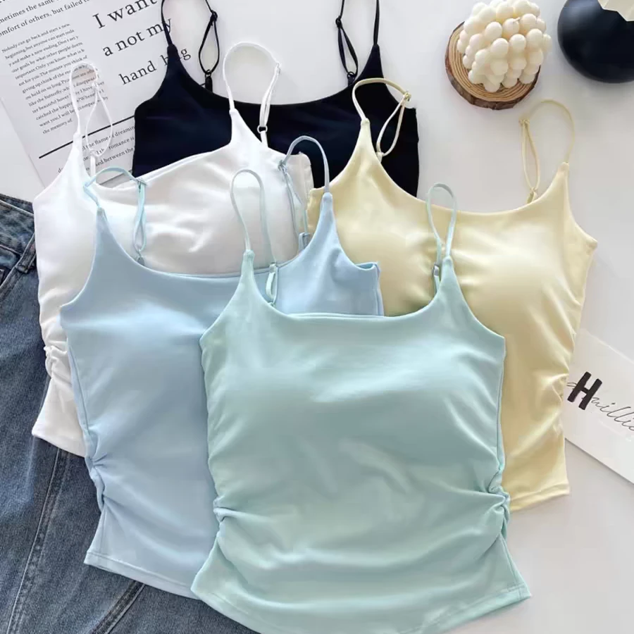 【ZHAP】小清新纯欲风吊带无袖带胸垫背心女夏季潮流vibe百搭上衣