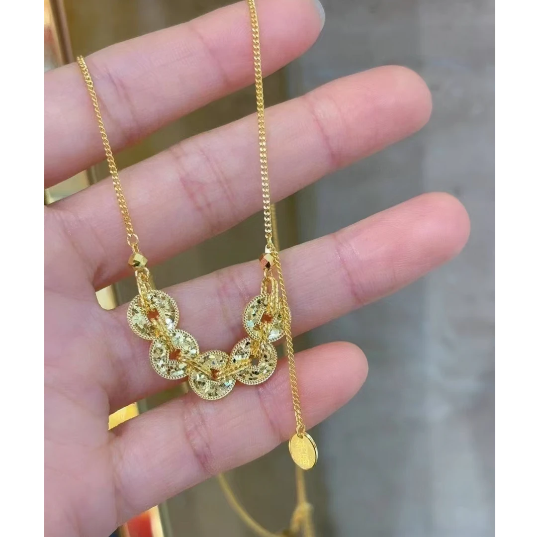 明牌珠宝楼哥甄选足金999黄金五铜钱龙鳞 女生 时尚大气 招财进宝