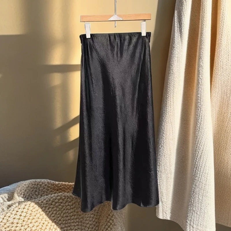 云朵家 - 新款显瘦气质百搭醋酸料半身裙 时尚气质百搭款