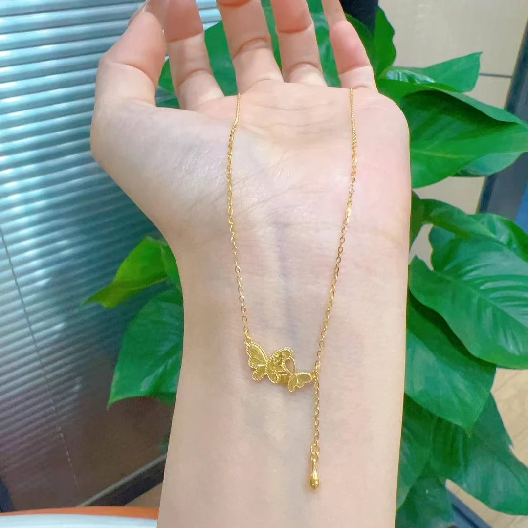 【乐妍专属】足金999水滴蝴蝶套链真金足金纯黄金（多退少补）