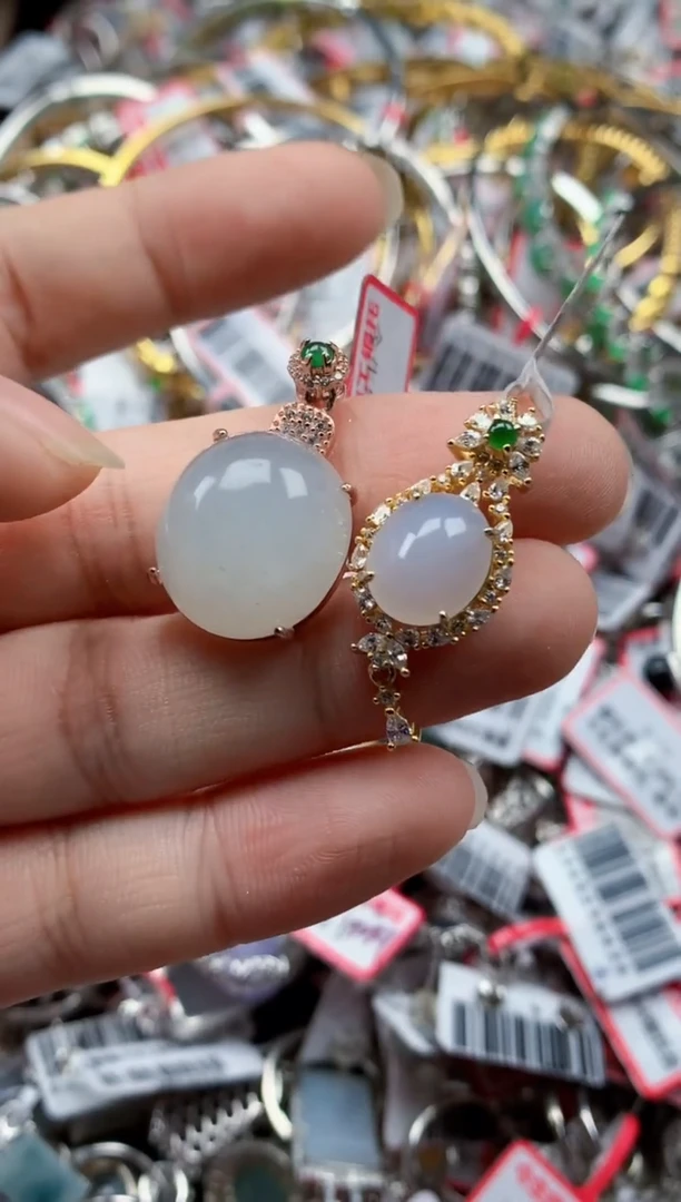 银S925镶嵌戒指翡翠天然A货缅甸翡翠