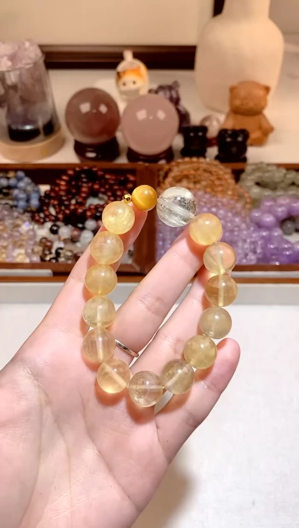 未镶嵌手串萤石黄萤石diy手串 多样性发一