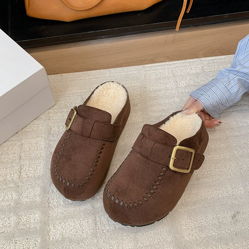 包头毛毛拖鞋女外穿新款冬一脚蹬包头拖鞋2993