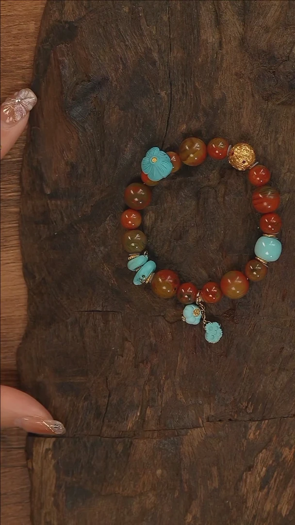 【闪购商品】南红玛瑙手串18K金镶嵌a3415定制