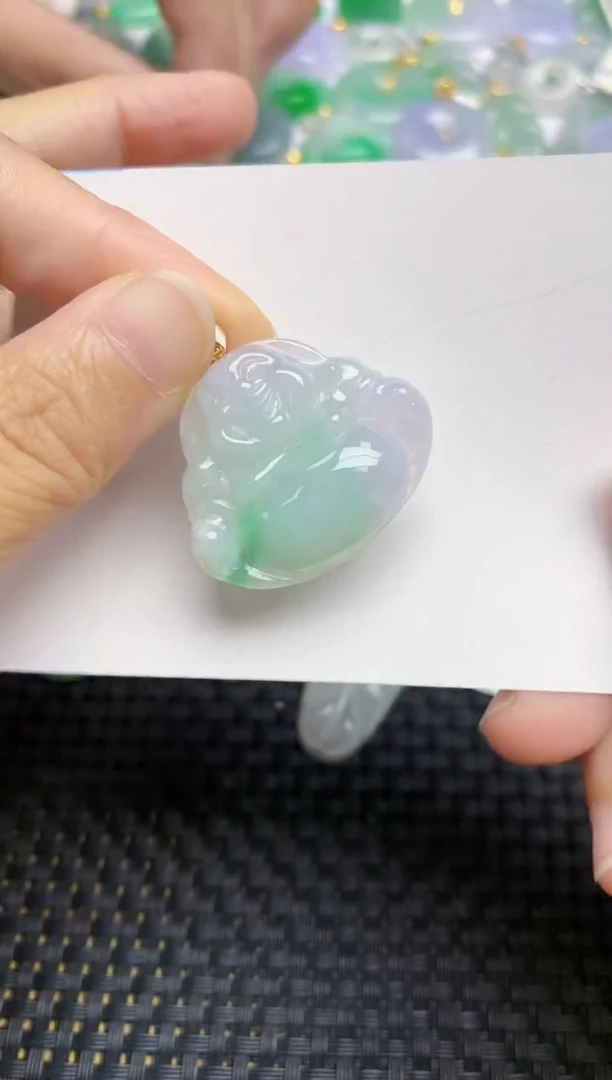 翡翠18K金镶嵌颈饰天然缅甸A货翡翠百元以上9元证书费自理