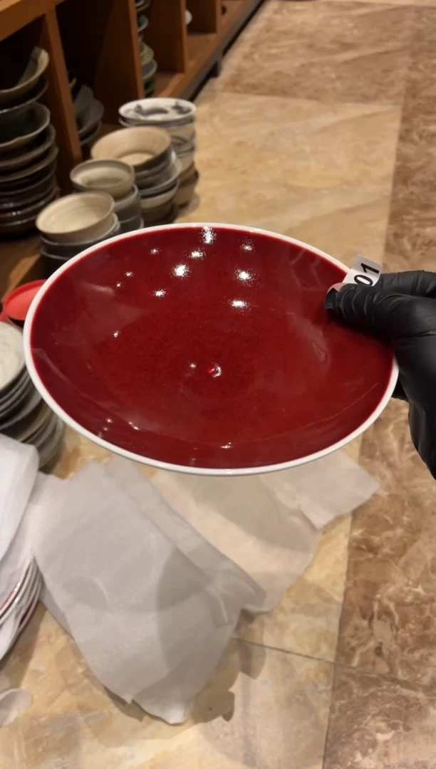 【闪购商品】瓷片001 微瑕郎红斗盘1个