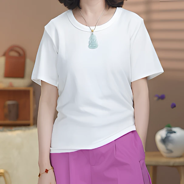 9630新款百搭休闲时尚纯色舒适修身圆领女士正肩短袖T恤