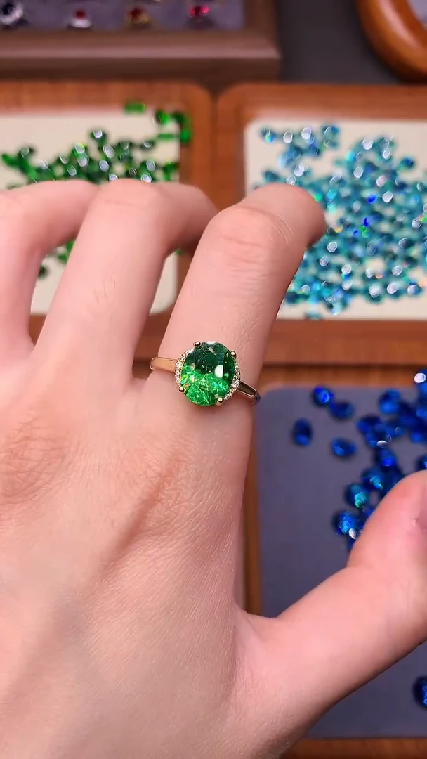 石榴石（沙弗莱）戒指银S925镶嵌........