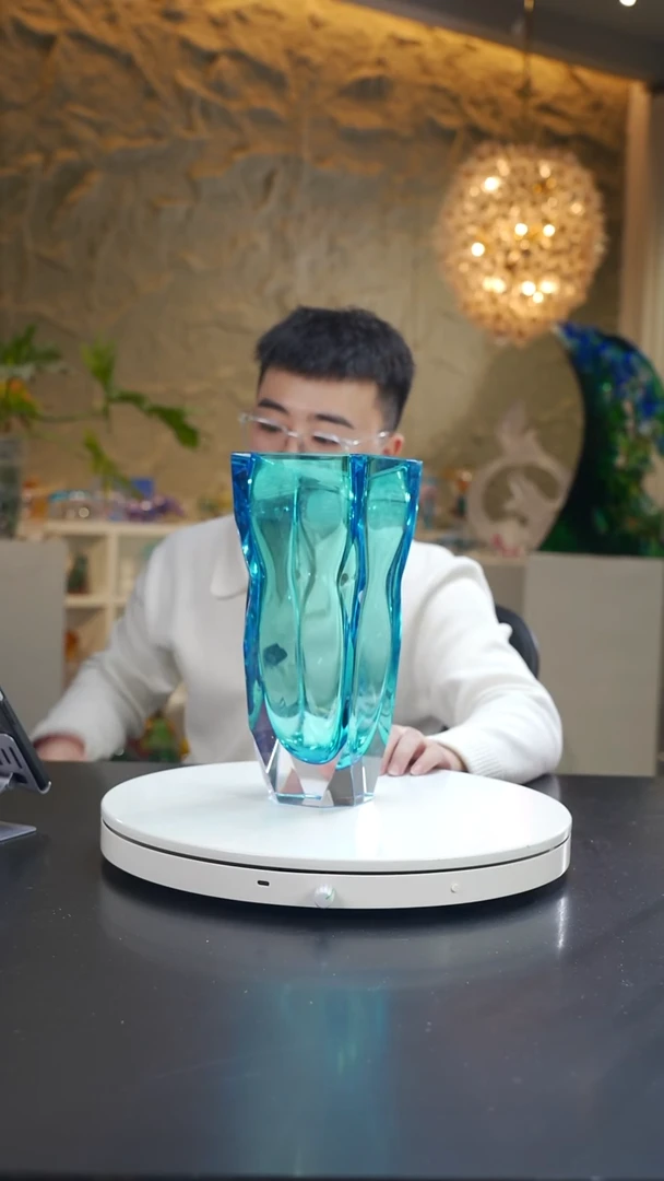 手工艺品琉璃宝石蓝设计款花器