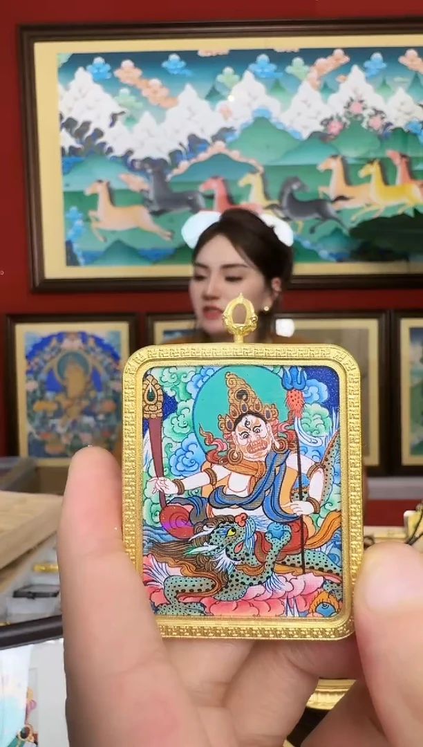 吊坠白六-热贡纯手绘周毛