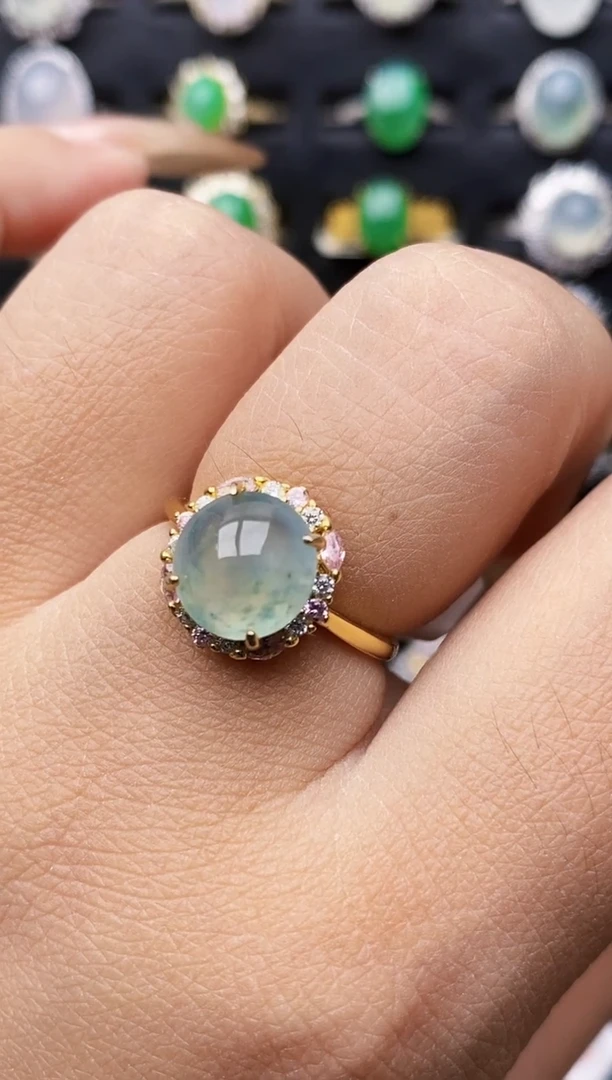 银S925镶嵌戒指翡翠0239