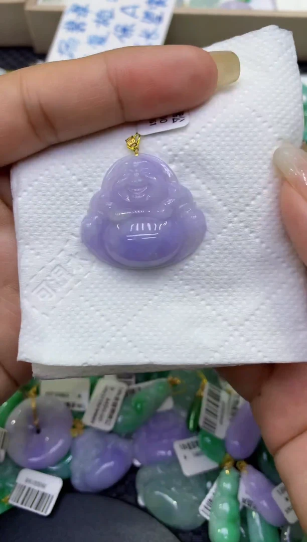 颈饰18K金镶嵌翡翠天然缅甸A货翡翠