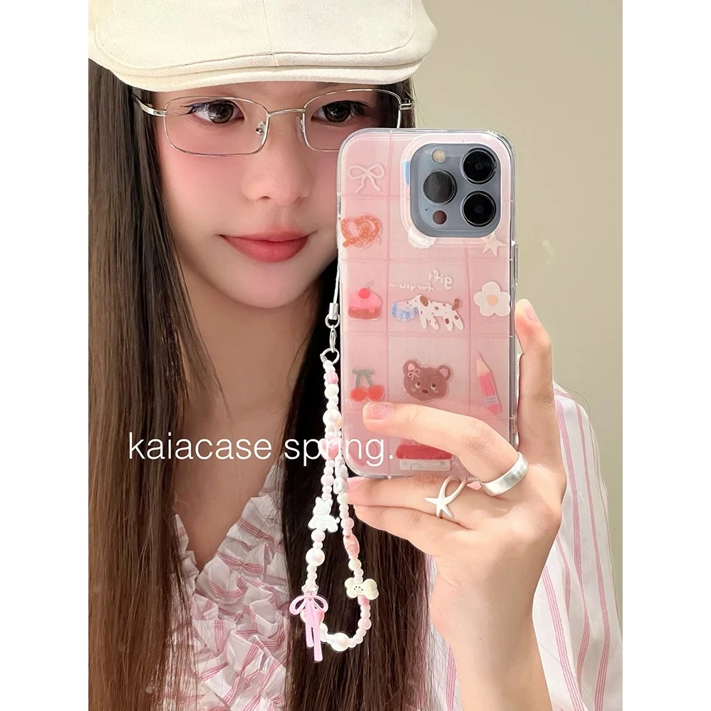 宫格小狗适用苹果手机壳华为vivo小米荣耀oppo红米可爱女全包软壳