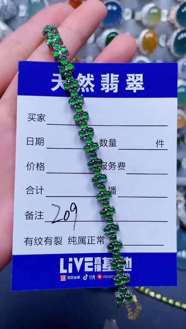 银S925镶嵌手链翡翠209
