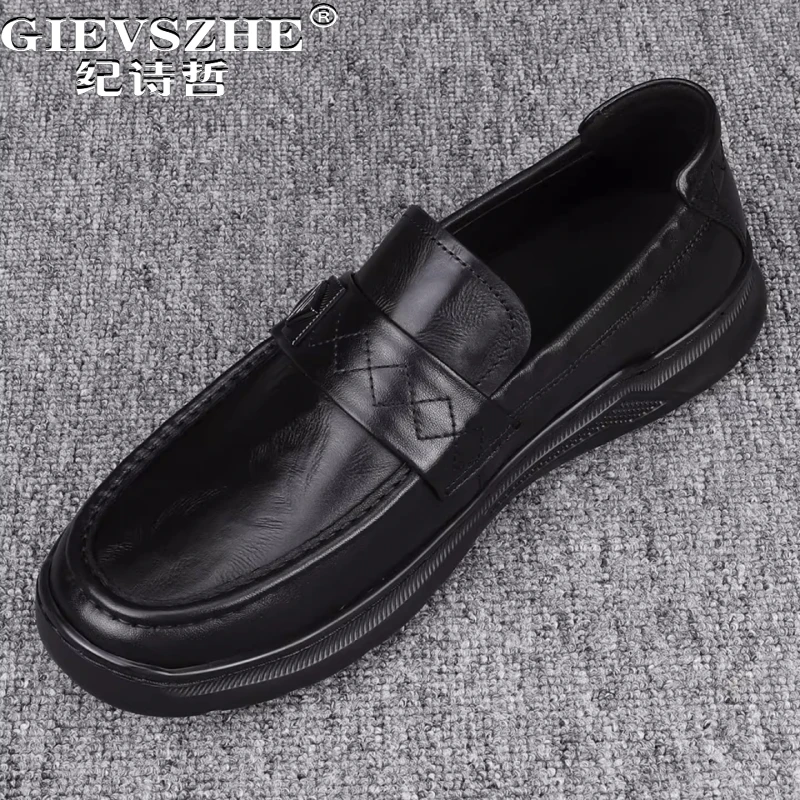 纪诗哲男鞋时尚轻便透气休闲鞋子男款商务百搭皮鞋潮流简约乐福鞋