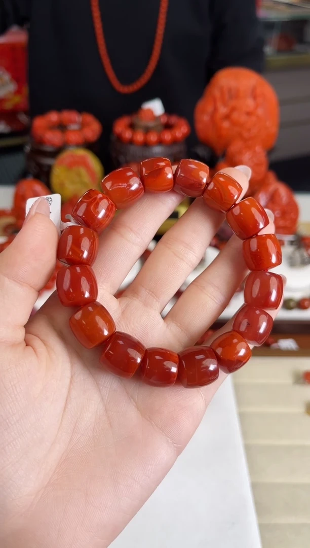 未镶嵌瓦西直切手串13-14+南红玛瑙一个/条