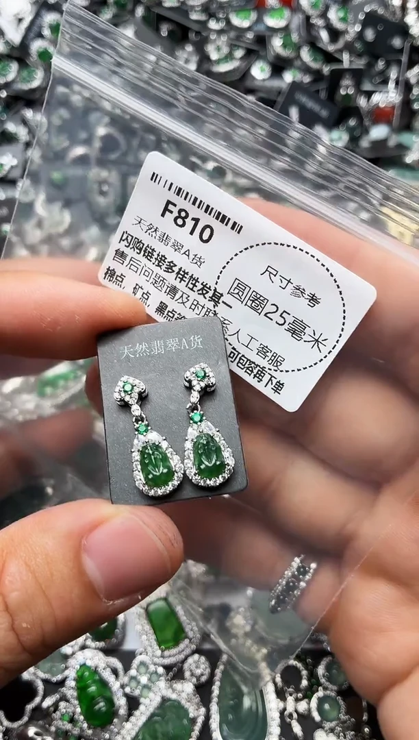 翡翠未镶嵌颈饰F810耳钉